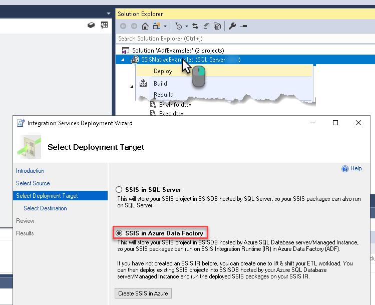 Deploy SSIS package to Azure Data Factory from Visual Studio