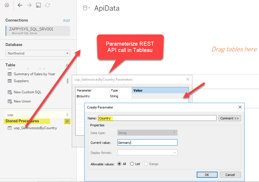 Parameterize Tableau XML datasource (Stored Procedure Parameters)