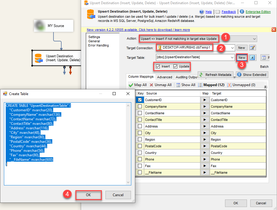 Configure SSIS Upsert Destination Connection - Loading data (REST / SOAP / JSON / XML /CSV) into SQL Server or other target using SSIS