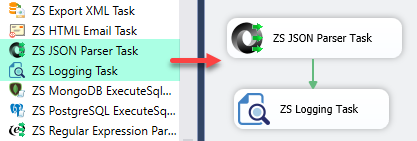 Drag and drop ZS JSON Parser Task to the design panel