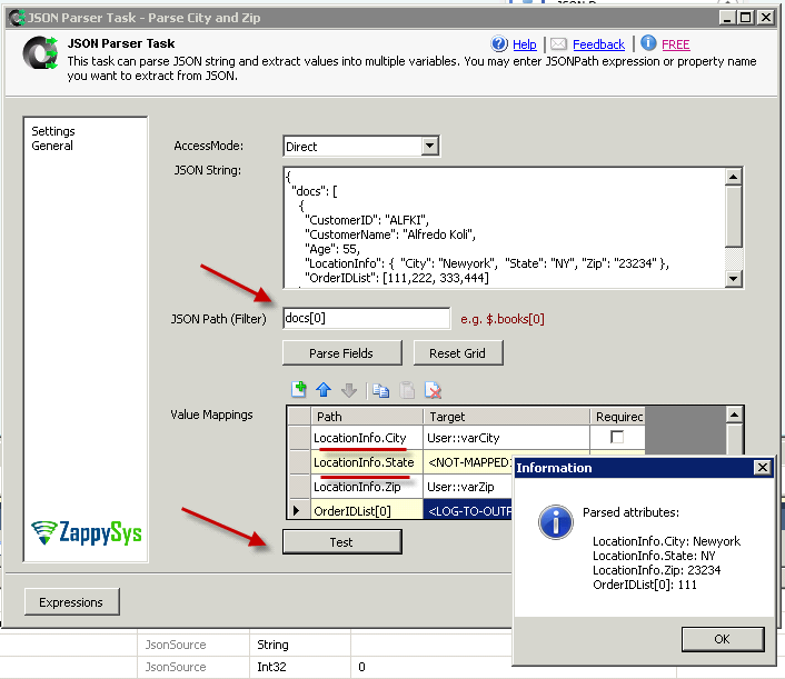SSIS JSON Parser Task - Test JSON Path Settings SSIS JSON Parser Task - Test JSON Path Settings