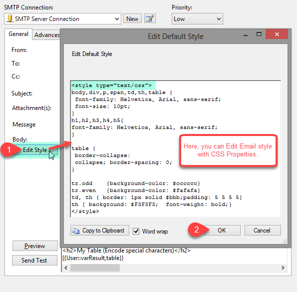 SSIS Send HTML Email Task - Edit CSS Style SSIS Send HTML Email Task- Edit CSS Style